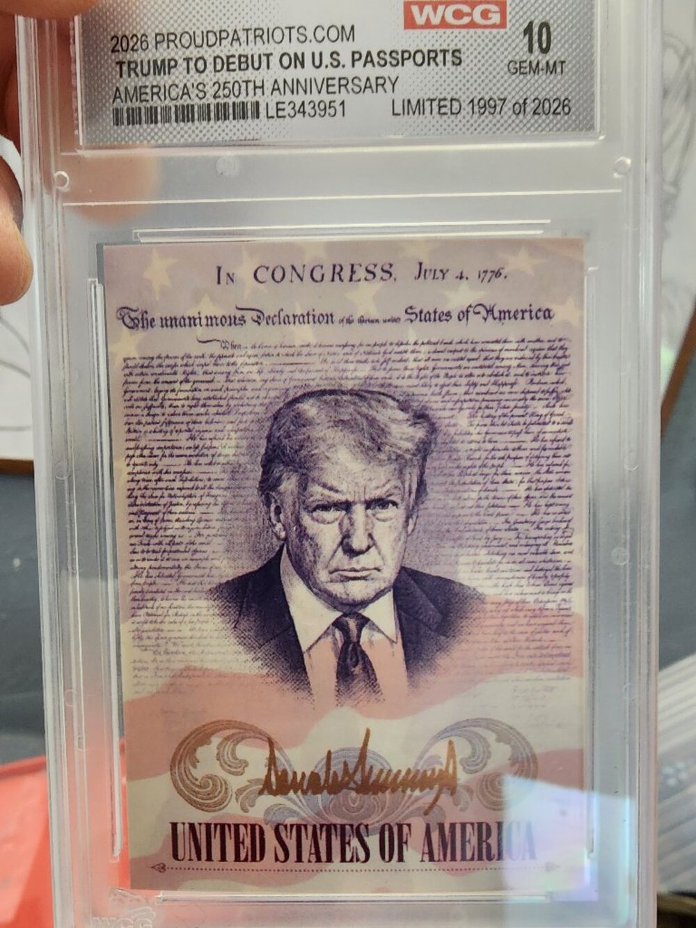 Trump to debut on U.S. Passports Gem Mint 10 card!
